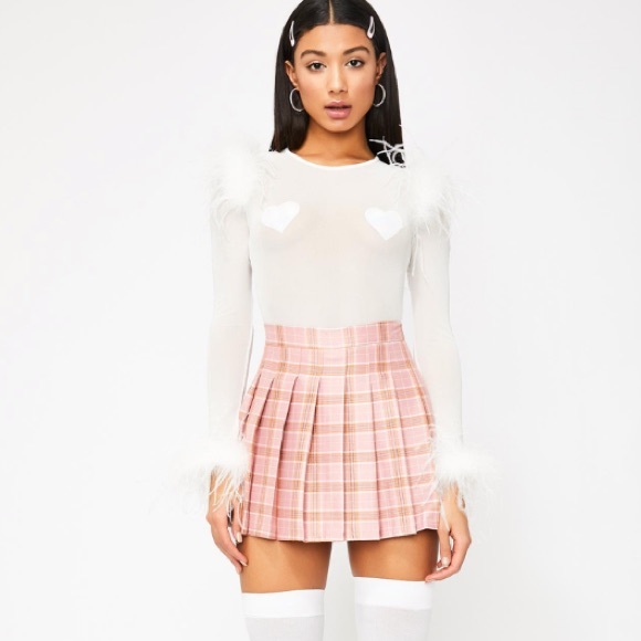 Dolls Kill Other - NWT Dollskill Saint Lavish feathered bodysuit sz L